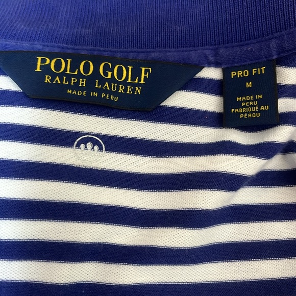 Polo Golf by Ralph Lauren Blue & White Pro-Fit Striped Shirt with Green Pony - Picture 3 of 8